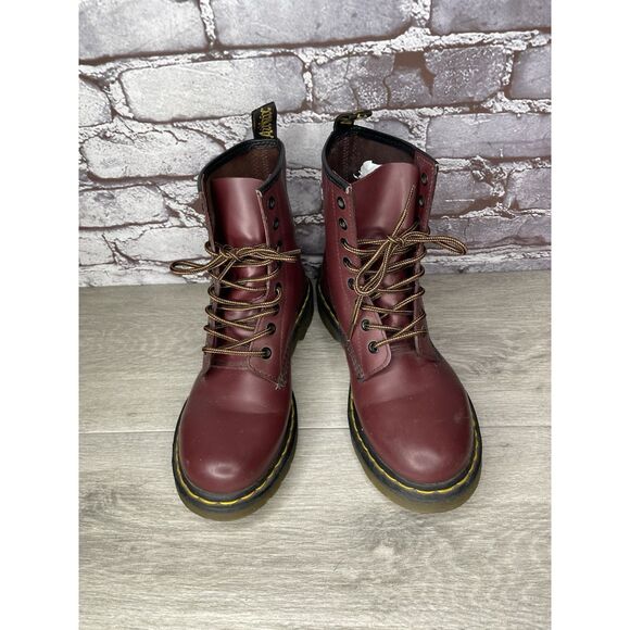 Dr. Martens Cherry Red Leather Combat Lace Up Boots Women’s Sz 38EU/7-7.5M US - Picture 14 of 16